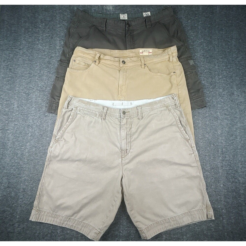 Lot of 3 Cargo Shorts Mens Size 38 Polo RL Orvis Red Head Chino Khaki Brown